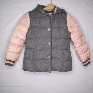 Michael Kors kids puffer hooded jacket girls size 6 pink/gray pre-owned